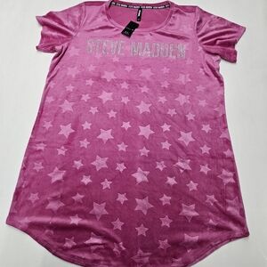 Steve Madden Pink Star Patterned T-Shirt